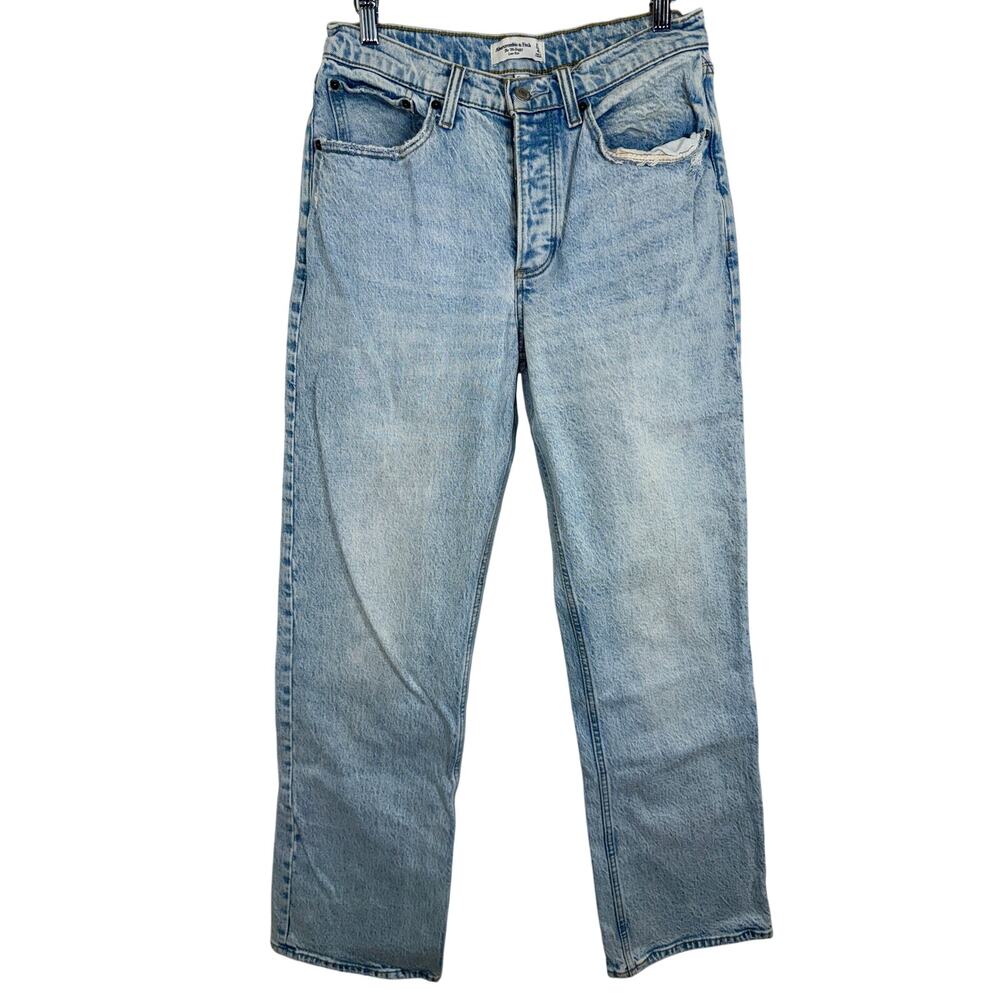 Abercrombie & Fitch Curve Love 90s Baggy Low Rise Blue Denim Jeans Womens 27 / 4